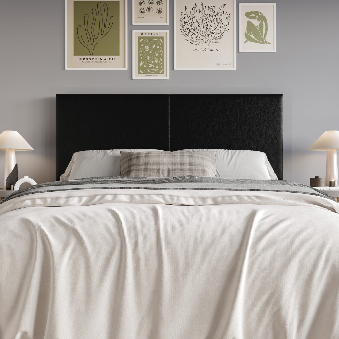 Home Design Hazard Queen Upholstered Headboard with Foam Padding and Minimalist Design, Black, Easy Assembly