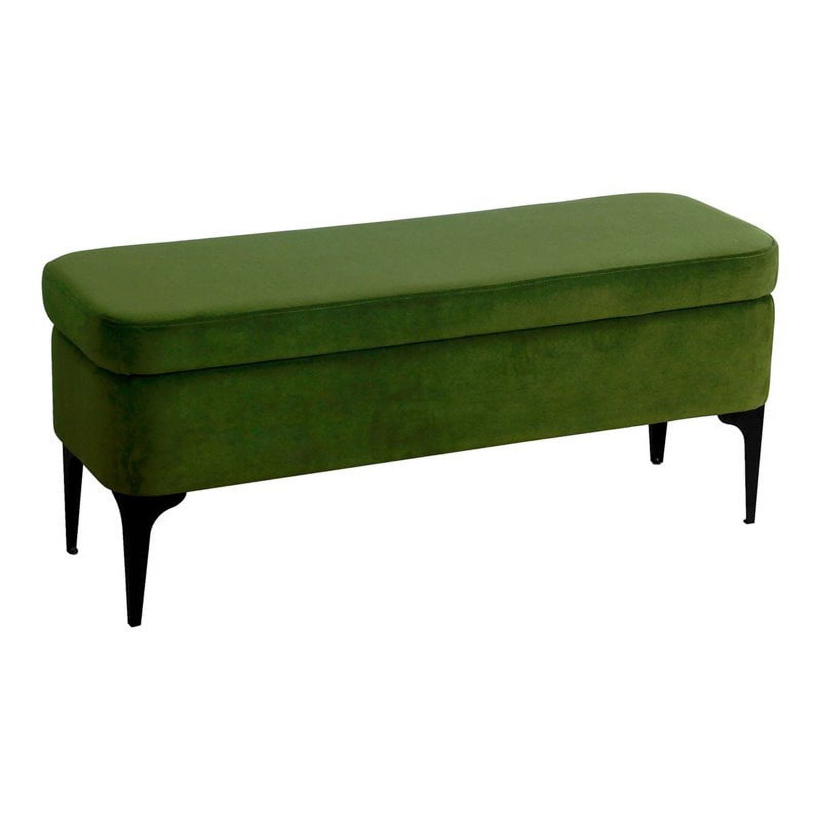 HomePop Large Modern Storage Bench with Metal Legs, 42"W x 14.5"D x 17.5"H, Green Velvet