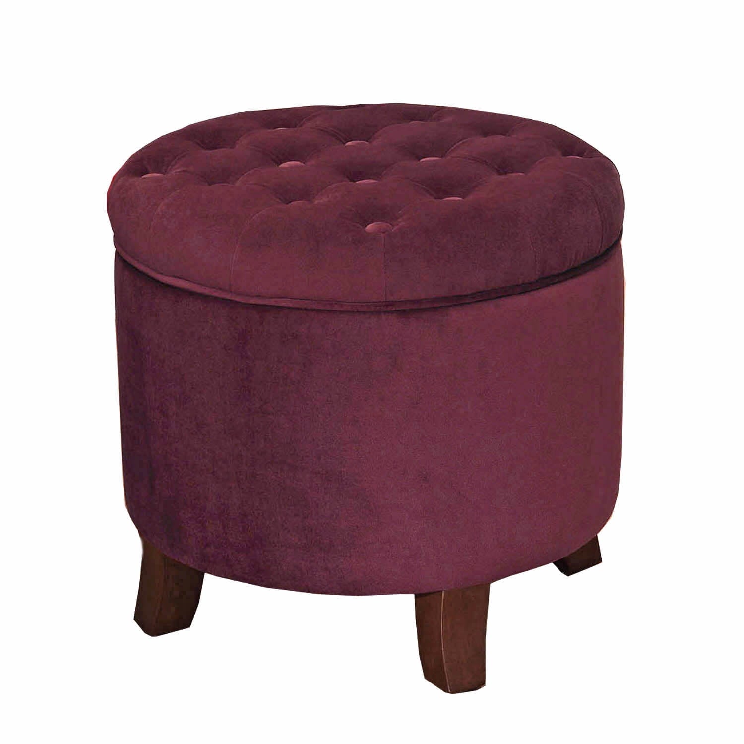 HomePop Tufted Round Ottoman with Storage, Red