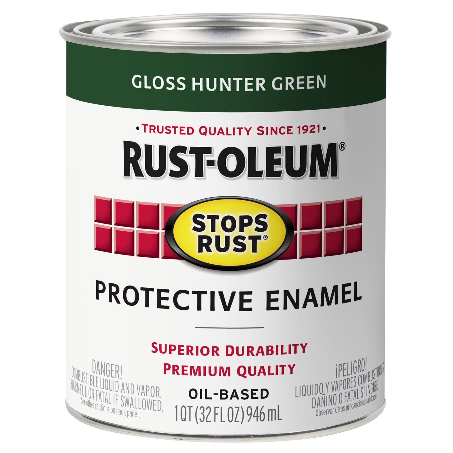 2 Pack, Hunter Green(100 Voc), Rust-Oleum Stops Rust Gloss Protective Enamel- 353576, Quart