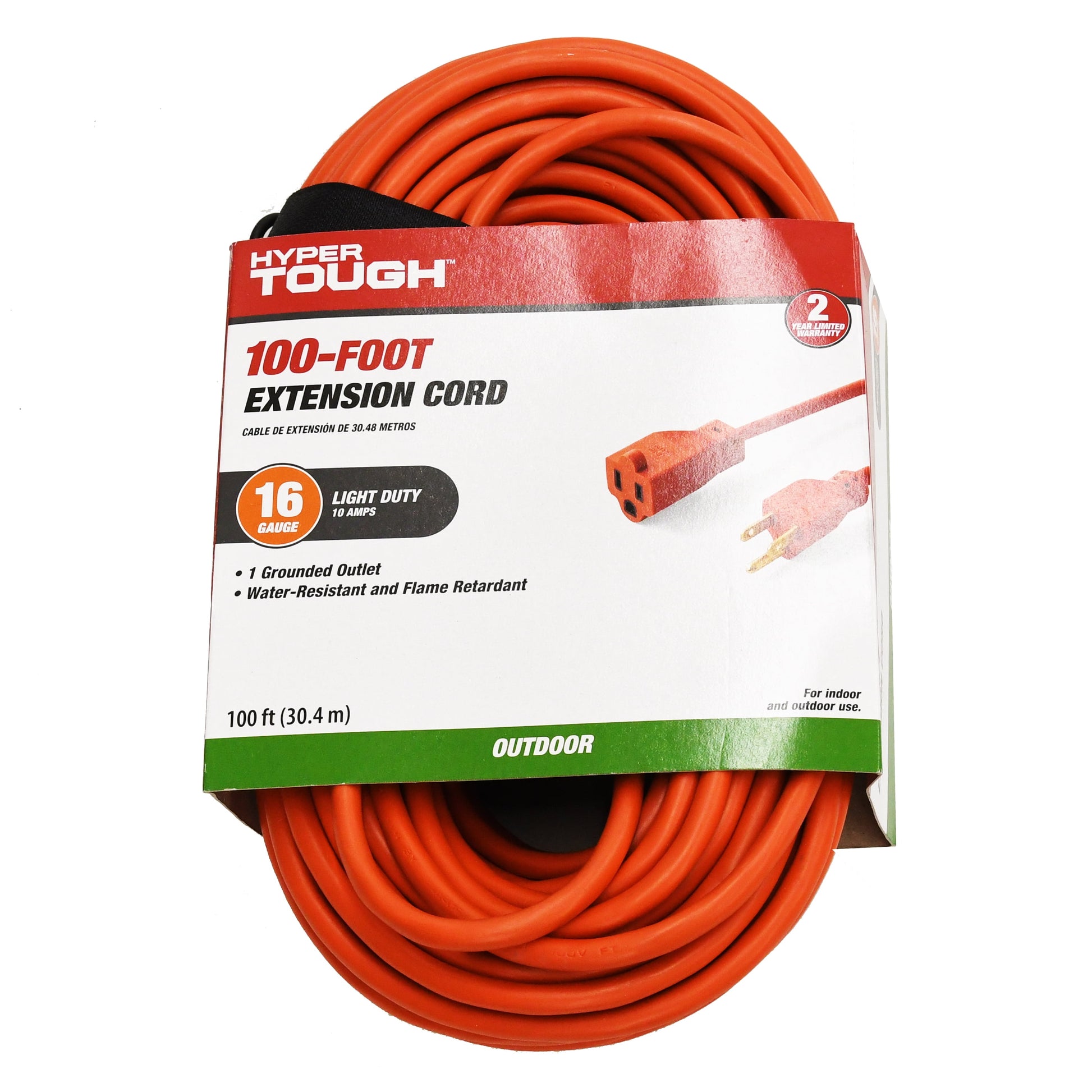 Hyper Tough 16AWGX3C Cable de ExtensiÃ³n de Vinilo Naranja de Uso Ligero para Interiores y Exteriores de 100 Ft
