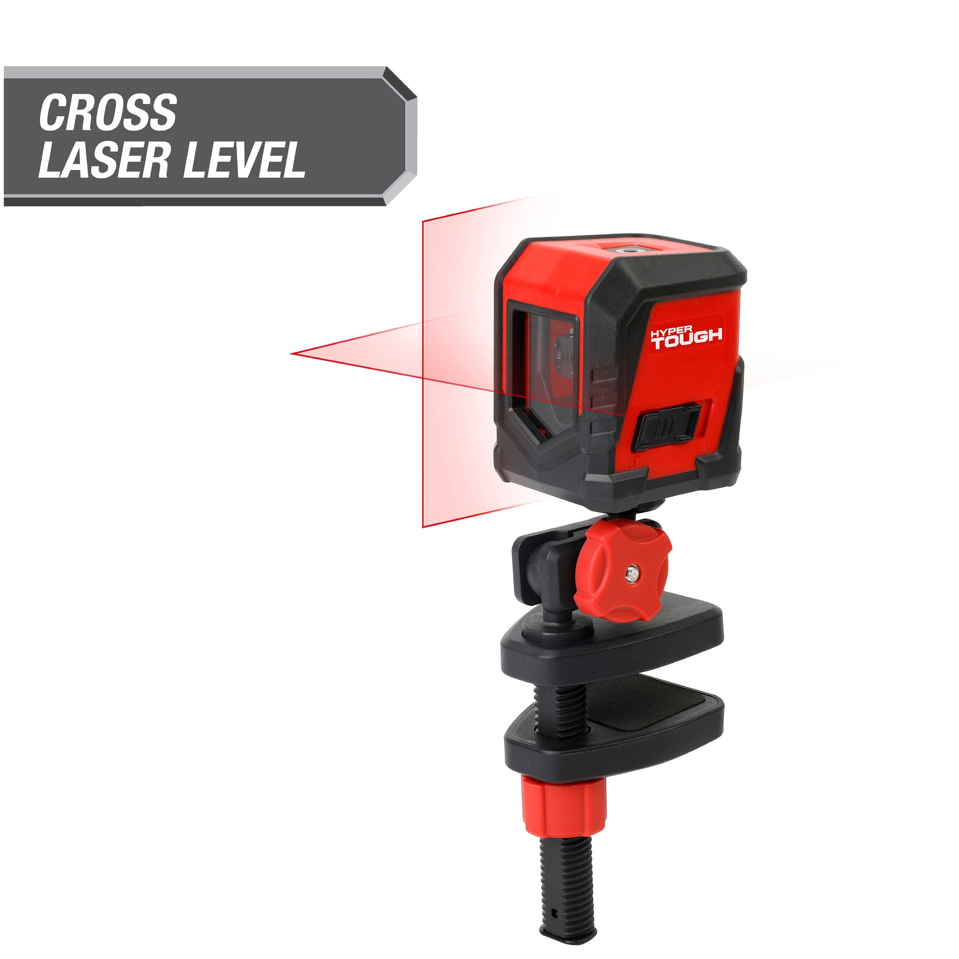 Hyper Tough New 30-ft Cross Line Laser Level Red Beam Self-Leveling Tools with Clamp, 43080