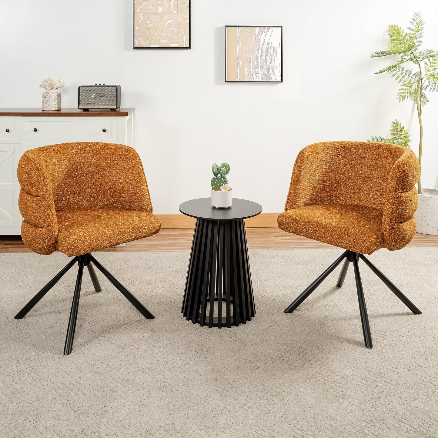 Jopath 270Â°Swivel Dining Chairs, Set of 2 Upholstered Bedroom Chairs with Metal Base for Living Room Bedroom Vanity Study Room Dining Room(Beige)