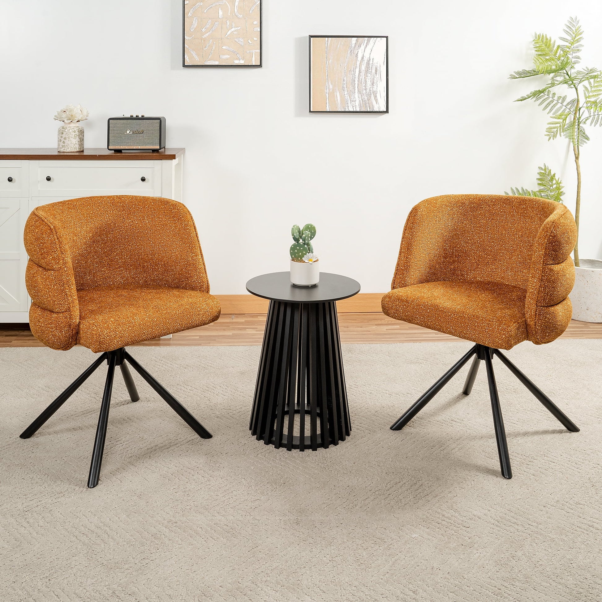 Jopath 270Â°Swivel Dining Chairs, Set of 2 Upholstered Bedroom Chairs with Metal Base for Living Room Bedroom Vanity Study Room Dining Room(Beige)