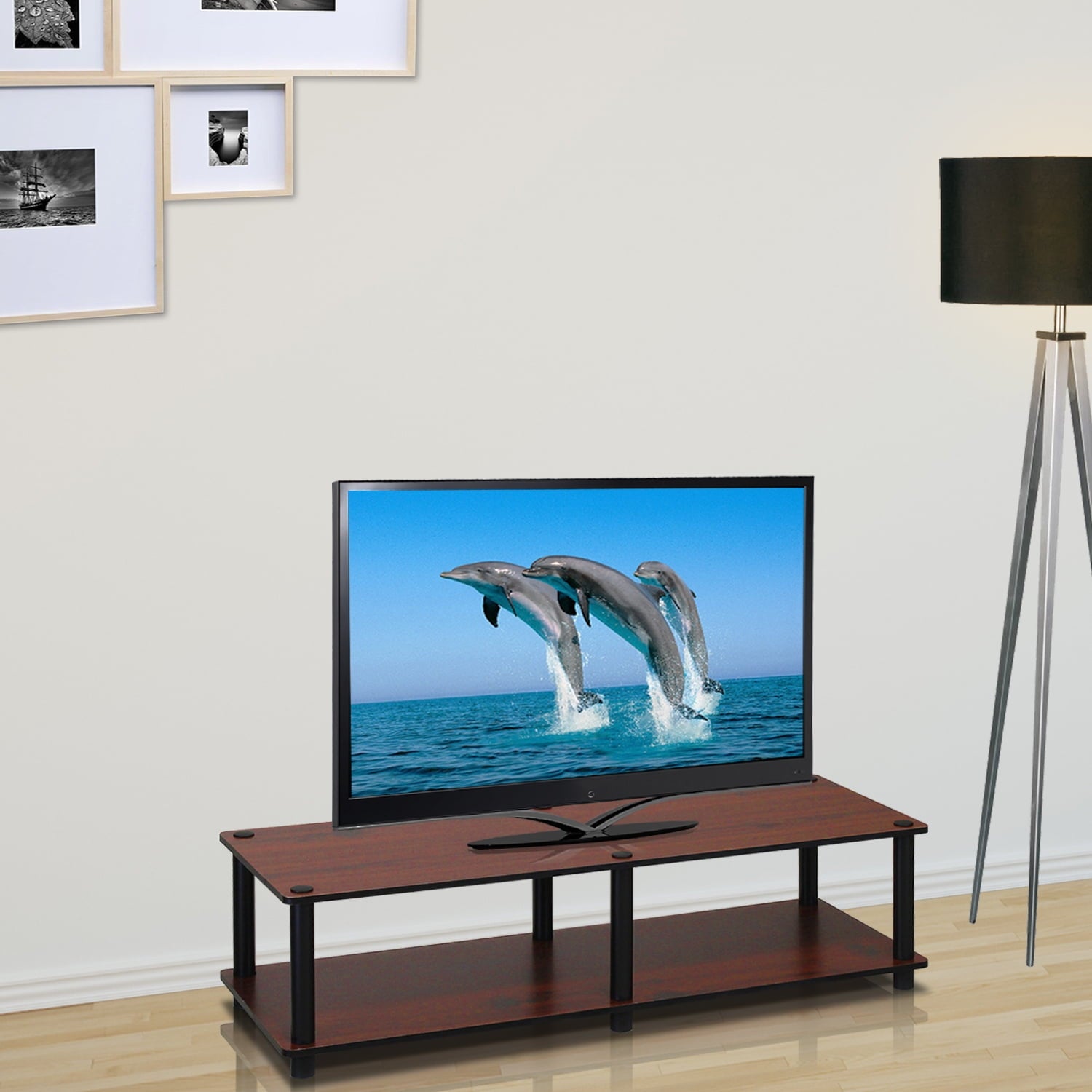 Furinno Just No - Tools Low Rise Wide TV Stand or Play Table, Black & Brown
