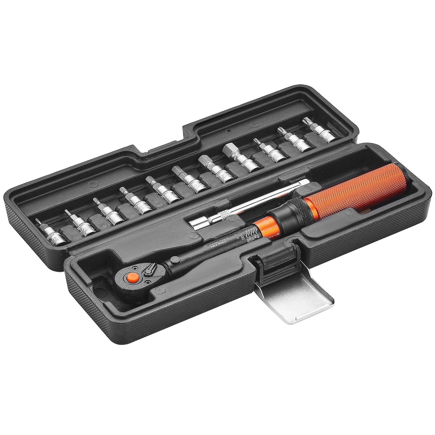 KFFKFF 1/4 Inch Drive Click Torque Wrench Set, 20-200 lbf-in / 2.3-22.6 N.m, Dual-Direction with Dual Range Scales, 72-Tooth Design, Â±3% Accuracy, Includes Bit Sockets and Extension Bar