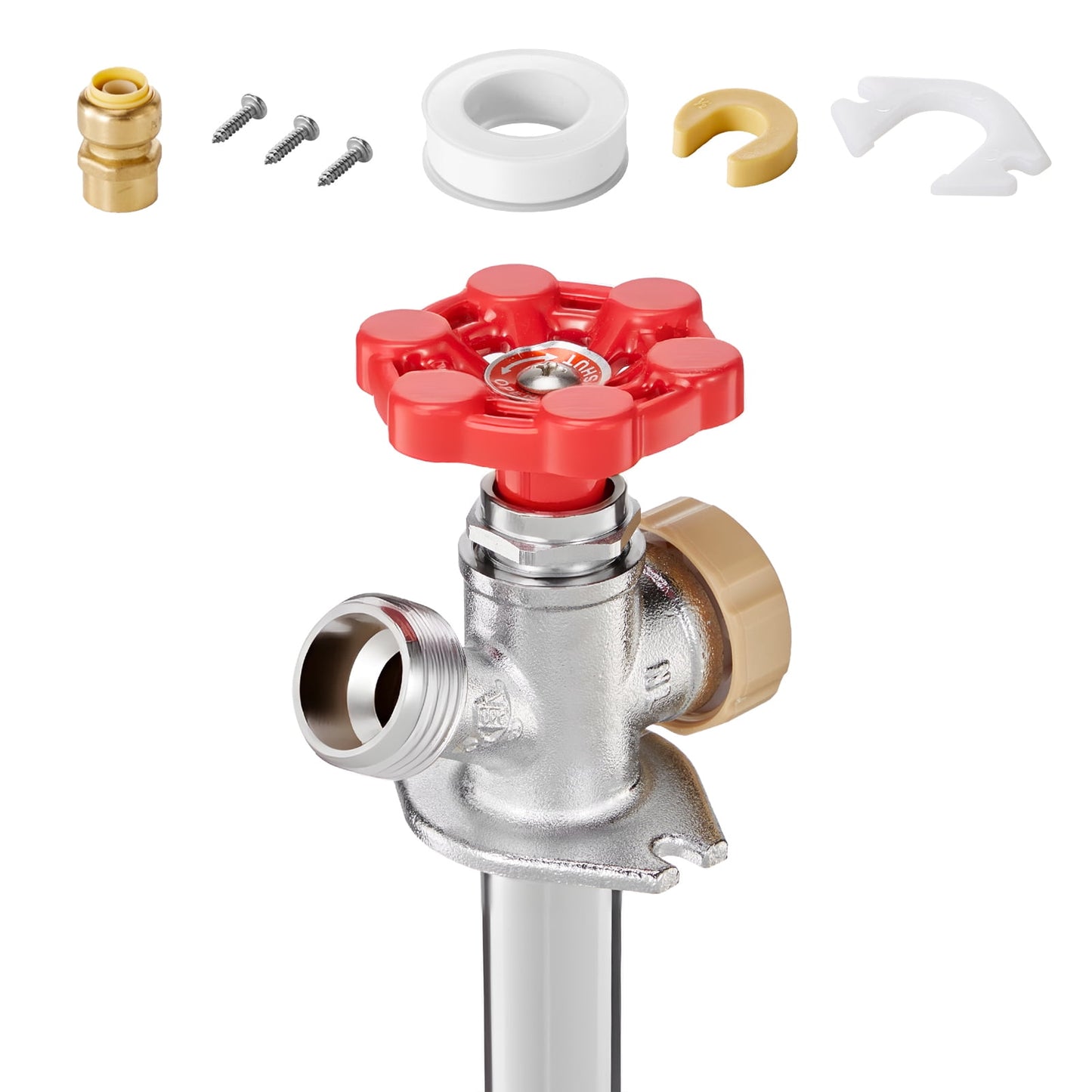 KFFKFF 12" Frost-Proof Outdoor Faucet with Anti-Siphon and Backflow Prevention, 1/2" Push-to-Fit Connector x 3/4" Hose Bibb, Lead-Free Spigot for PEX, Copper, and CPVC Pipes