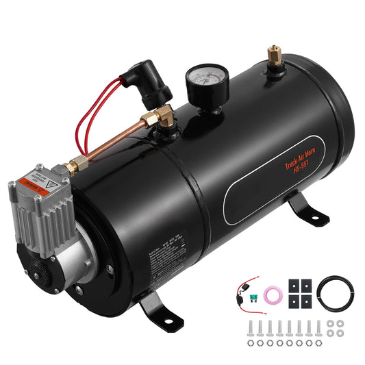 KFFKFF 12V Air Compressor with 0.8 Gallon/3L Tank, 120 PSI Onboard System for Train Horns, Tire Inflation, and Air Mattresses