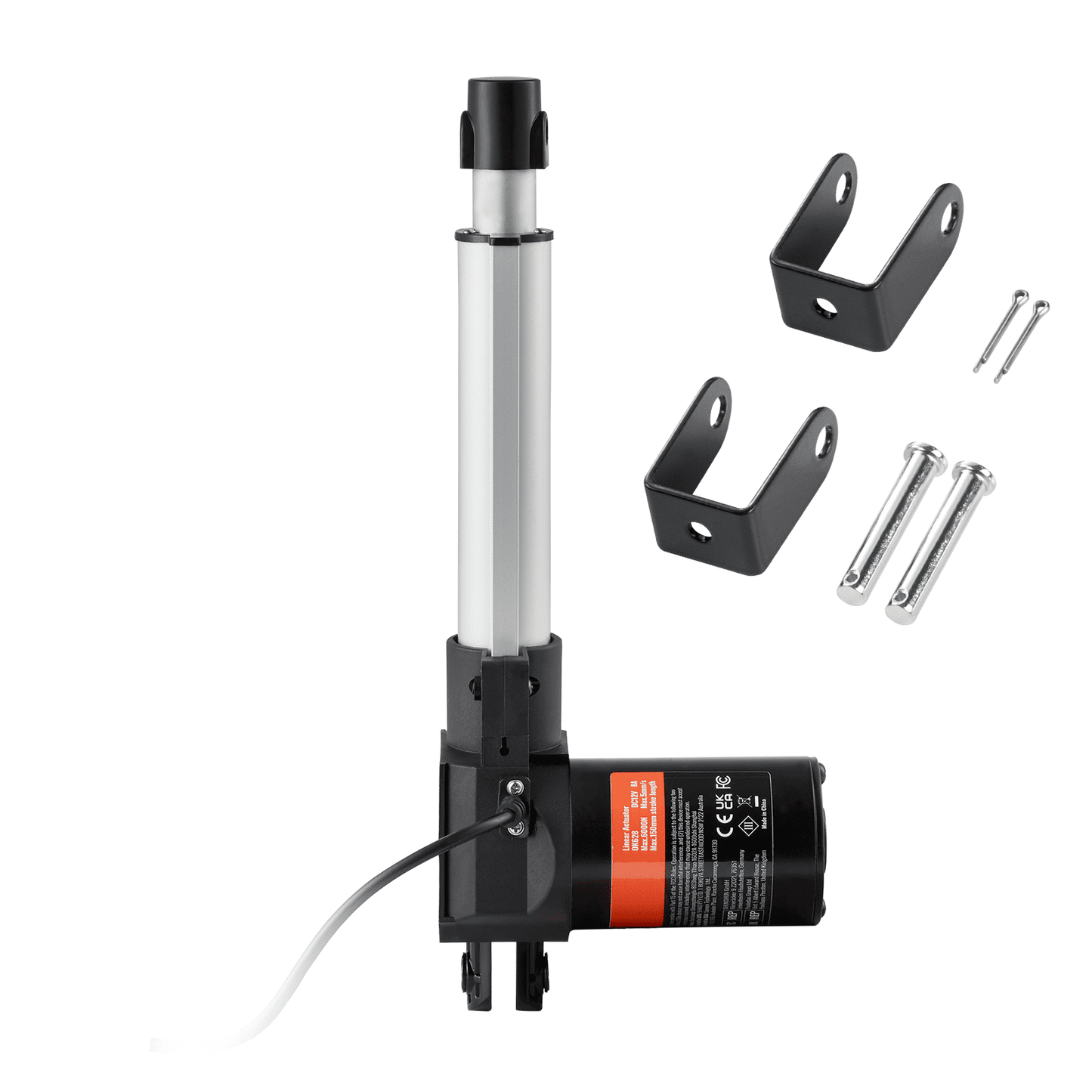KFFKFF 12V Linear Actuator, 6-Inch Stroke, 1320lbs/6000N Load Capacity, 0.19"/s Speed, Includes Mounting Bracket & IP44 Protection for Electric Doors, Industrial Equipment, and Cargo Applications
