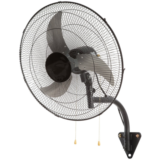 KFFKFF 20-Inch Wall Mount Fan, 3-Speed High Airflow up to 4650 CFM,  Heavy Duty Metal Industrial Fan for Commercial and Residential Use in Warehouses, Greenhouses, Workshops, and Patios, Black