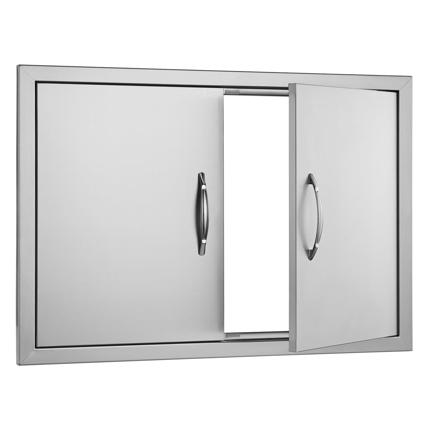 KFFKFF 30 x 21 Inch Double BBQ Access Door, Stainless Steel Flush Mount Design with Handles, Ideal for Outdoor Kitchens, Grilling Stations, and Storage Cabinets