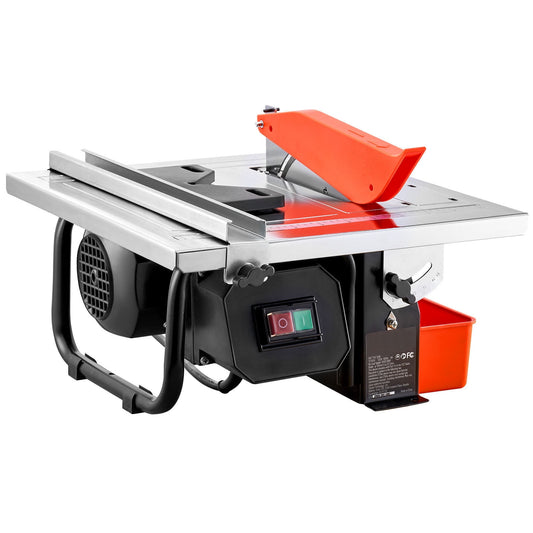 KFFKFF 7-inch Wet Tile Saw with Steel Blade, 3500 RPM Motor, Water Reservoir, Adjustable Miter Angle (0-45Â°) for Cutting Tiles and Stones, Ideal for DIY Projects
