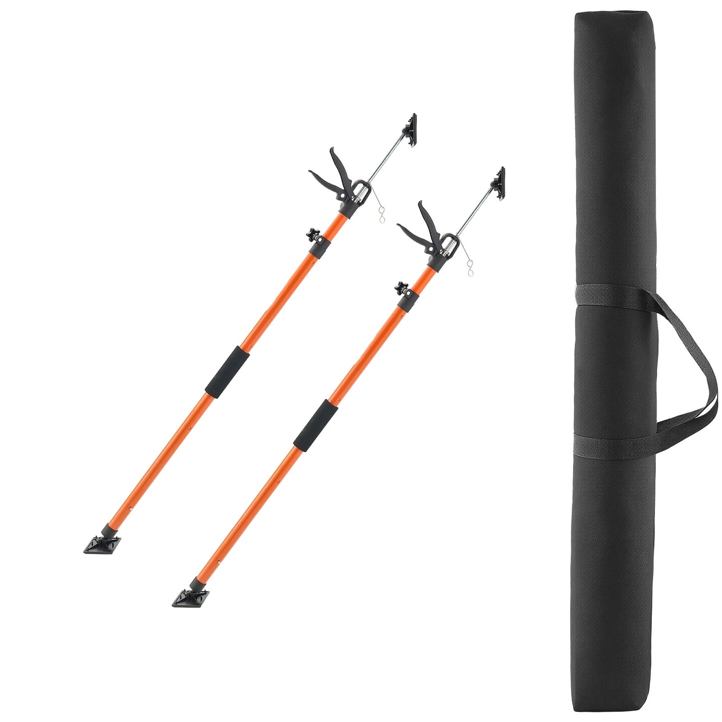 KFFKFF Adjustable Cabinet Support Poles, 2-Pack, 45.7-114.2 Inch Steel Telescopic Rods, Quick Support System with 154 lbs Capacity for Cabinet Installation, Drywall Lifting, and Cargo Stabilization