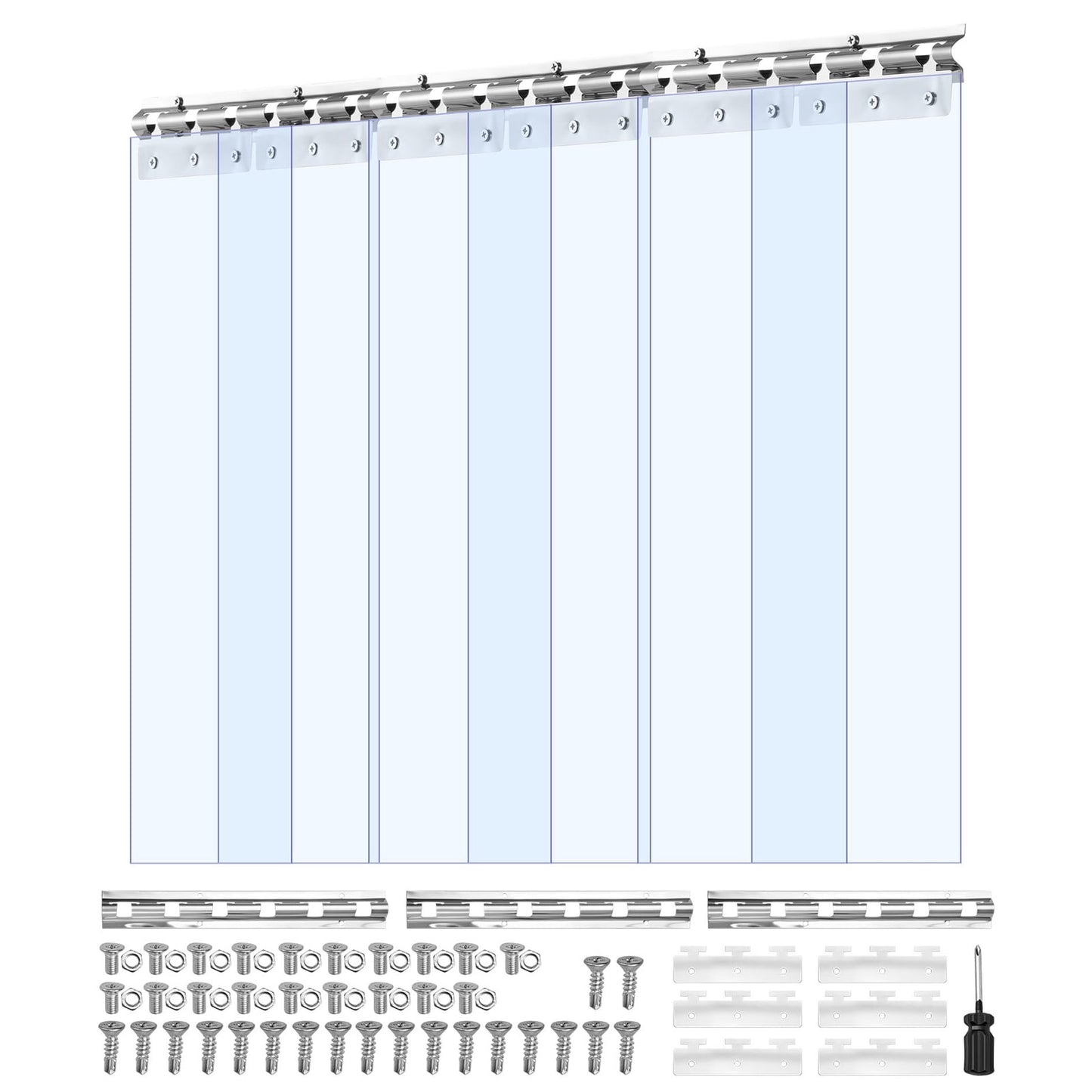 KFFKFF Clear PVC Strip Curtain, 84 x 36 x 0.08 in, 6-Pack Plastic Door Strips for Freezers, Warehouses, and Garages