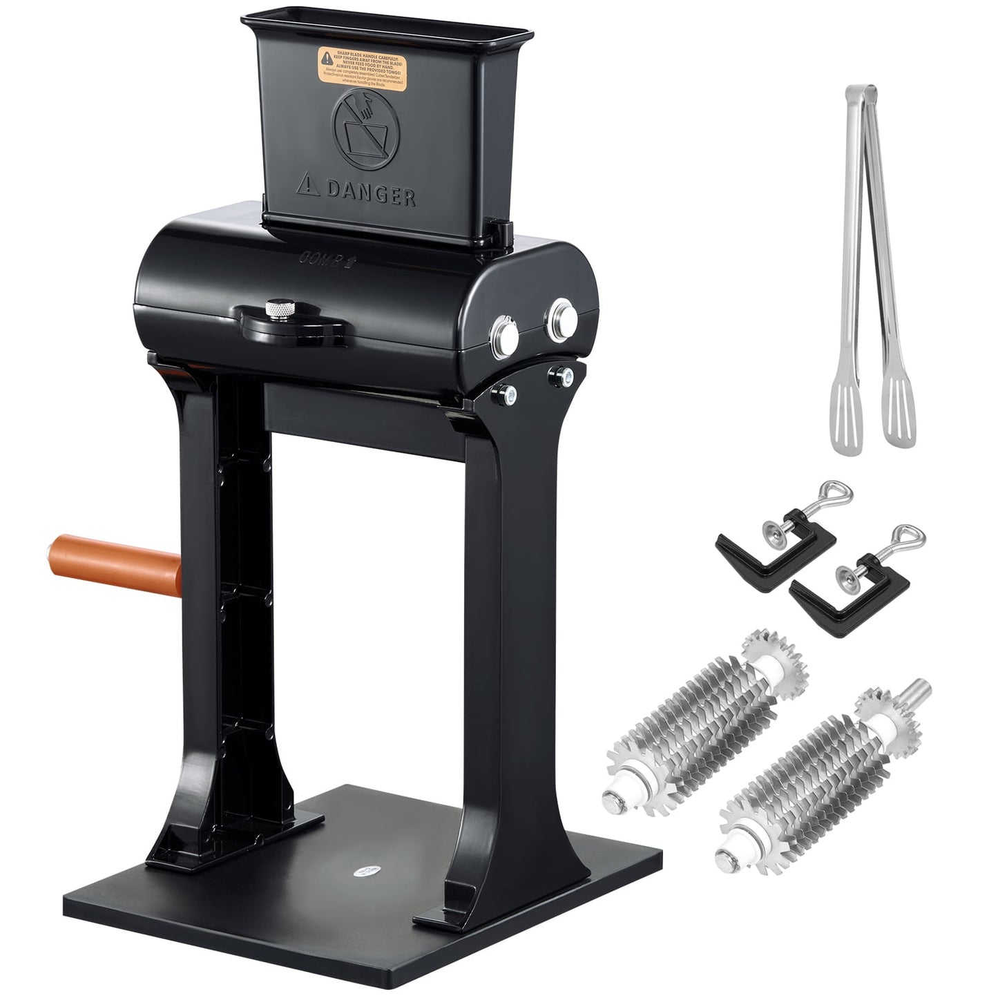 KFFKFF Commercial Meat Tenderizer Machine, Durable Stainless Steel Kitchen Tool for Efficient Manual Operation, 5.8" Feed Port Suitable for Beef, Turkey, Chicken, Pork, Steak, and Fish