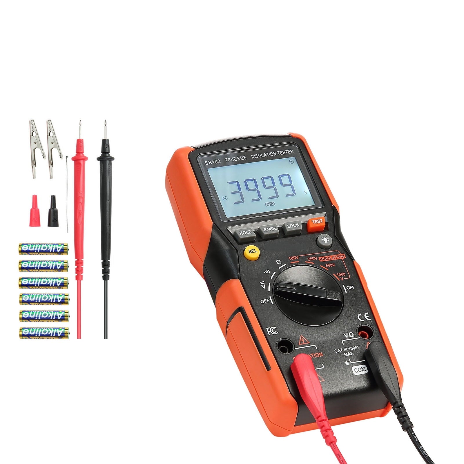 KFFKFF Digital Multimeter, 4000-Count TRMS Voltmeter Ohmmeter, 1000V AC/DC Voltage Tester with Auto/Manual Range for Measuring Voltage, Resistance, and Continuity