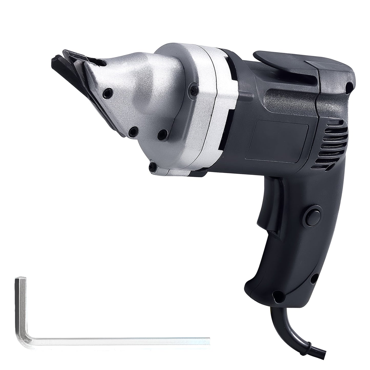 KFFKFF Electric Metal Shear, 4.0-Amp Corded Sheet Cutter with Rotating Head, Adjustable Speed, Smooth Cutting for 18GA Galvanized Steel, 20 GA Stainless Steel, 2500 SPM