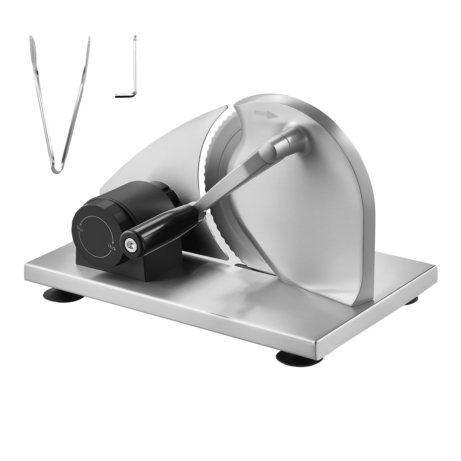 KFFKFF Manual Bread Slicer with Adjustable Thickness, Hand-Cranked Cutter for Bread and Cheese, Serrated Stainless Steel Blade for Home, Kitchen, Bakery, and Events