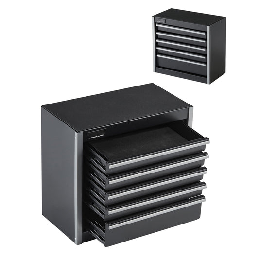 KFFKFF Portable Metal Tool Box, 8.6-inch, Compact Metal Tool Chest with 5 Drawers, Durable Steel Construction with EVA Liners and Non-Slip Feet, Smooth Ball Bearing Slides