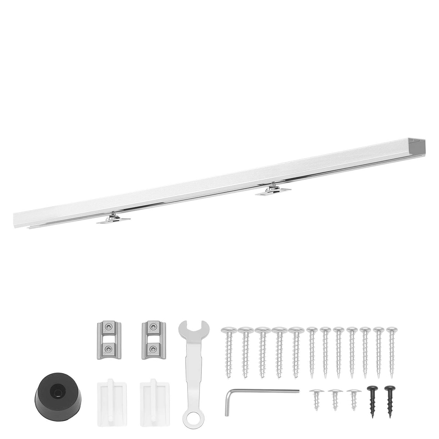 KFFKFF Sliding Pocket Door Hardware Track Kit, 44.69" Track with Soft Close Mechanism for Quiet and Smooth Operation, Simple Installation, Suitable for 1" to 1 3/4" Thick and 24" Wide Single Doors