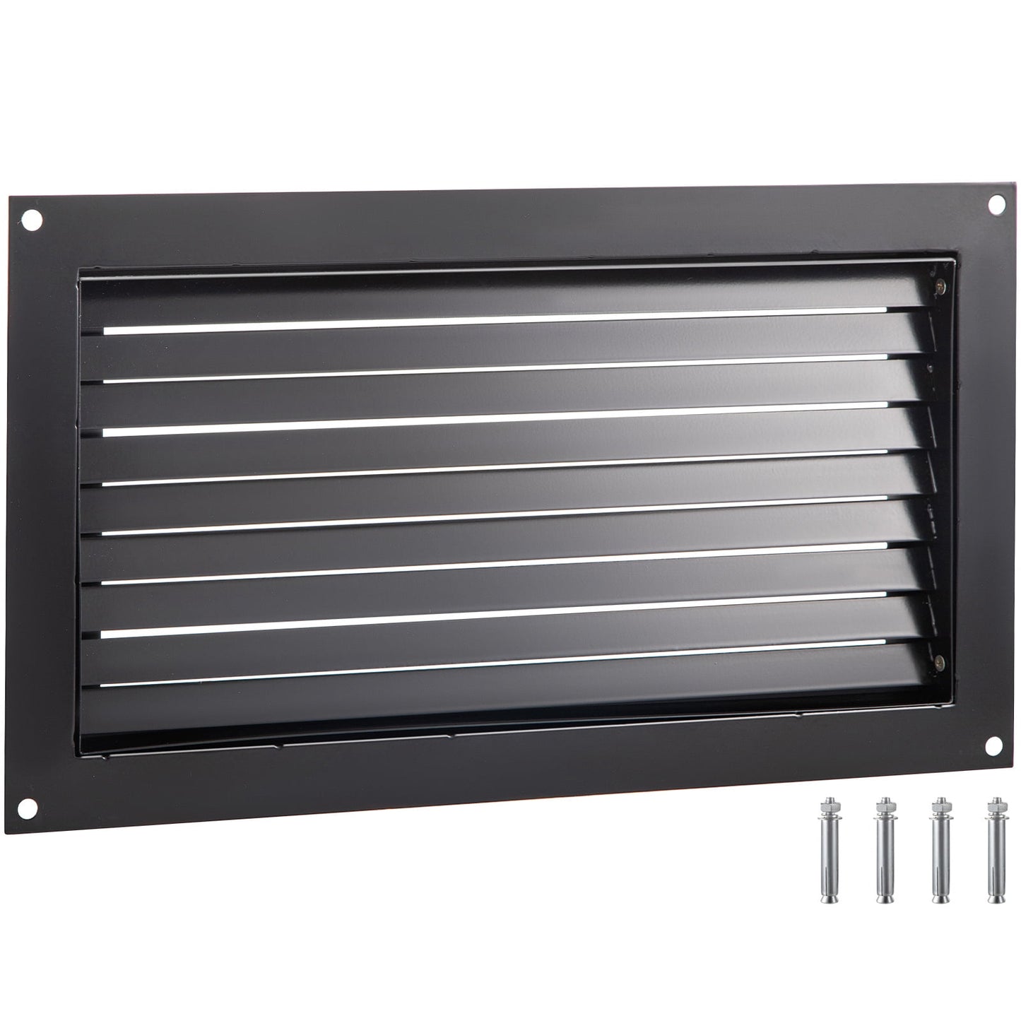 KFFKFF Wall-Mounted Flood Vent, 8"H x 16"W, Black - Minimizes Foundation Harm & Lowers Flooding Hazard, Ideal for Garages & Enclosures