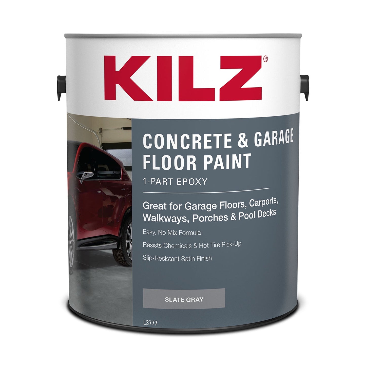 KILZ Pintura para Pisos de Garaje y Concreto AcrÃ­lico Epoxi de 1 Parte, Interior/Exterior, Satinado, Gris Pizarra, 1 GalÃ³n