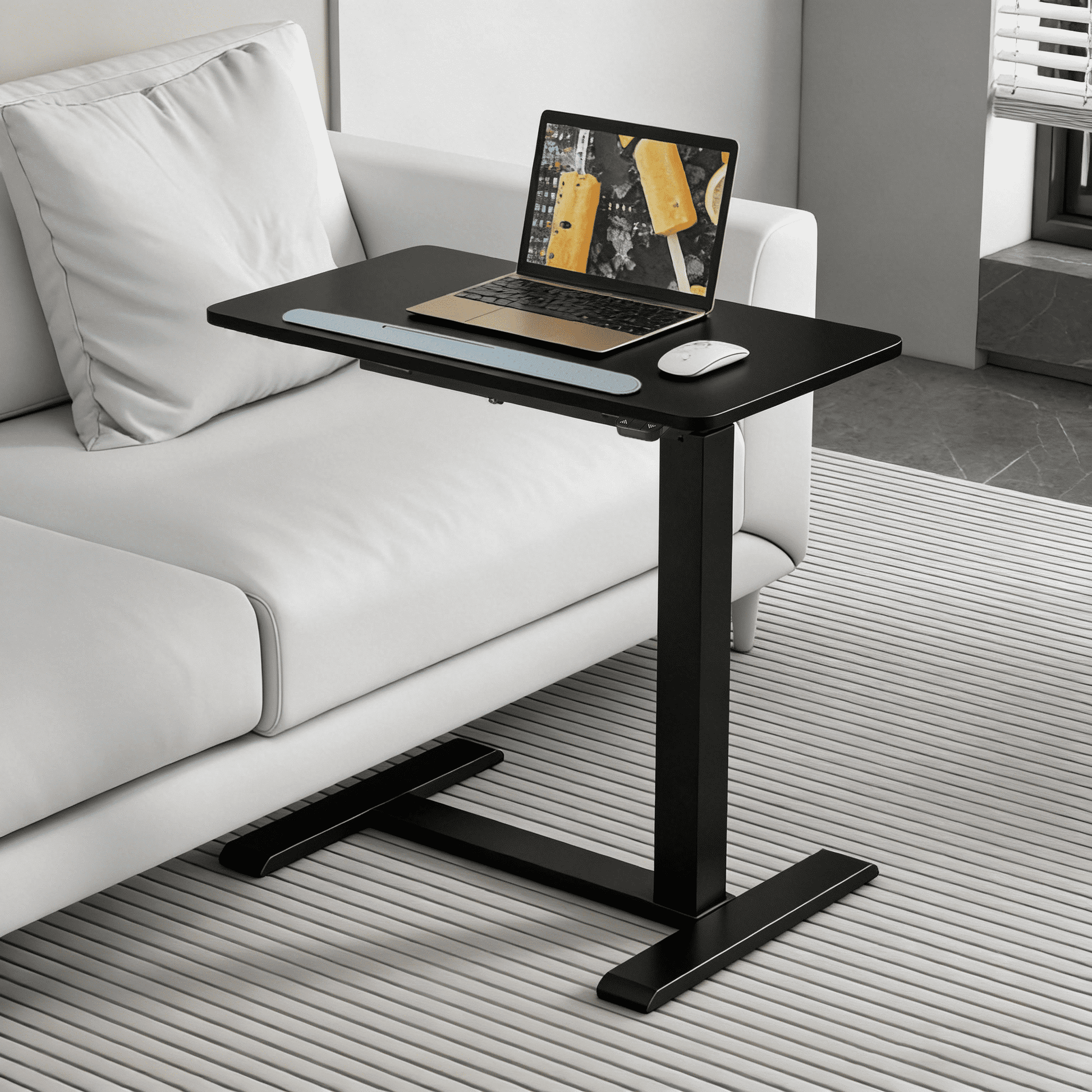 KOWO Modern Black Wood and Metal Adjustable Shelves End Table, 1 Piece