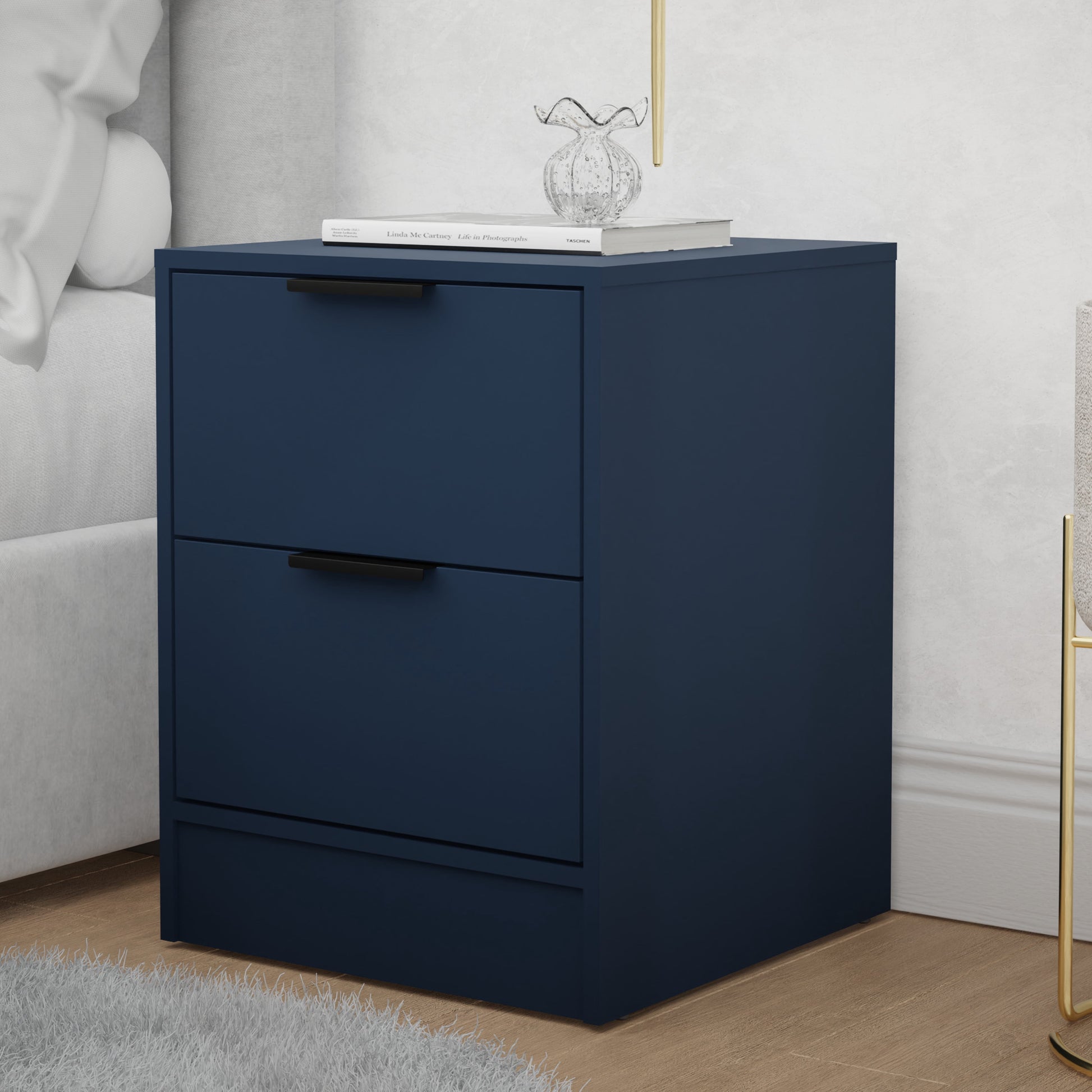 Kappesberg Fresno 2-Drawer Modern Nightstand, Blue, 22.8â€ H x 17.7â€ W x 17.7â€ D - for Adults and Teens