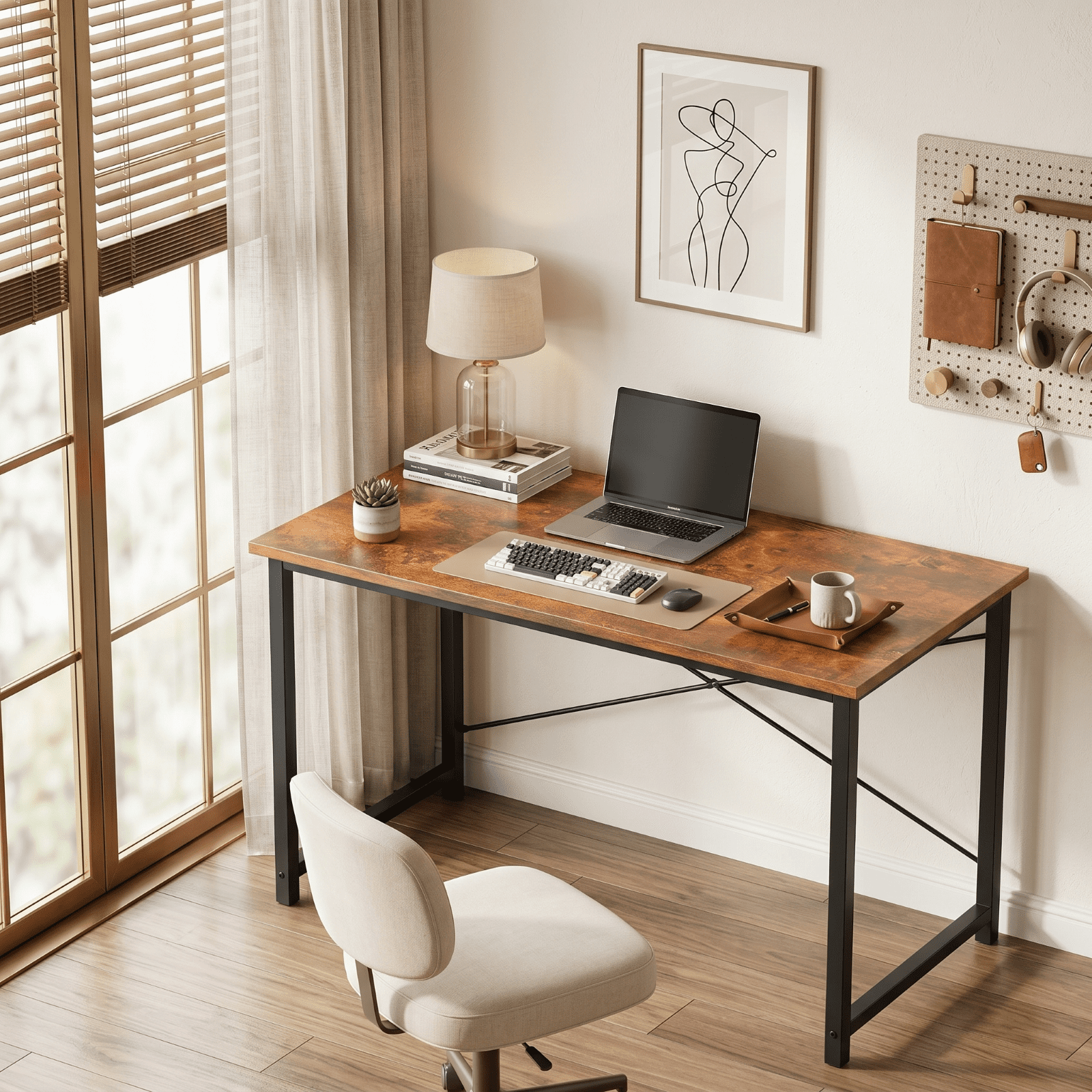 Kelno 44 Inch Computer Desk Home Office Writing Study Desk Gaming Tableï¼ŒRustic Brown