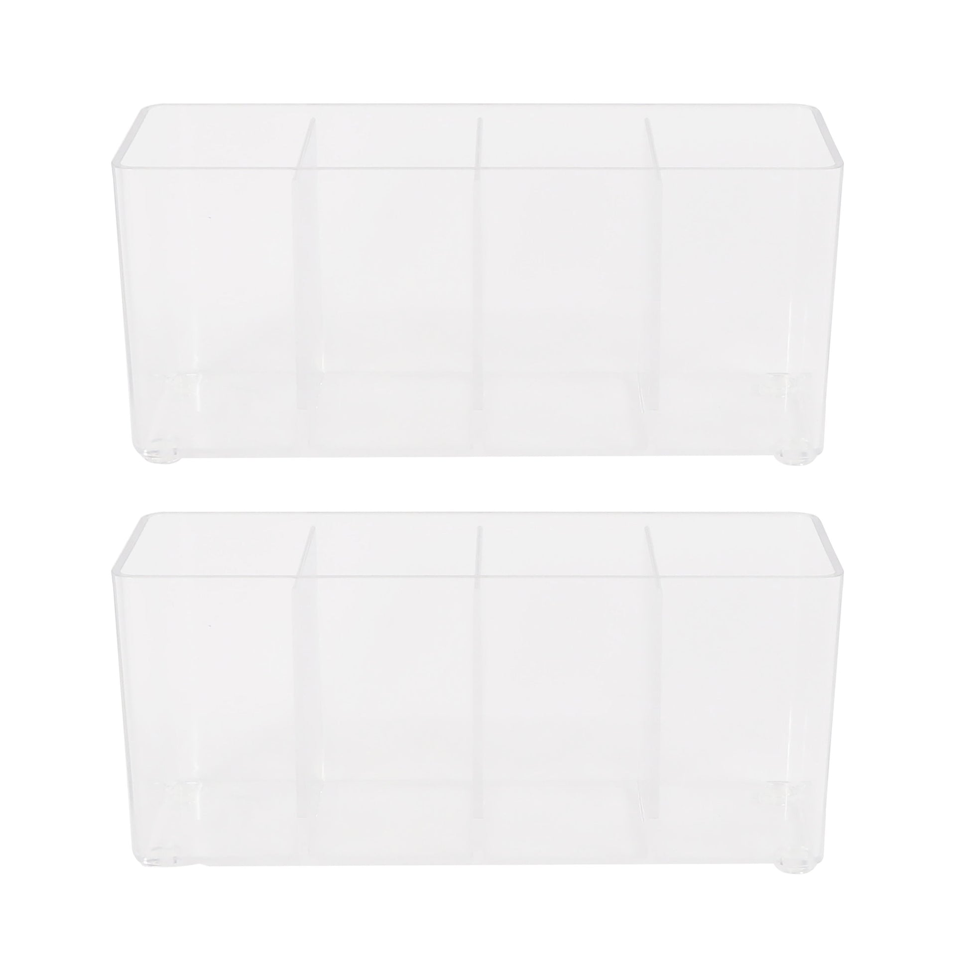 Kenney Storage Made Simple Drawer Organizer Bin, 4 Compartments, 2 Pack, Clear