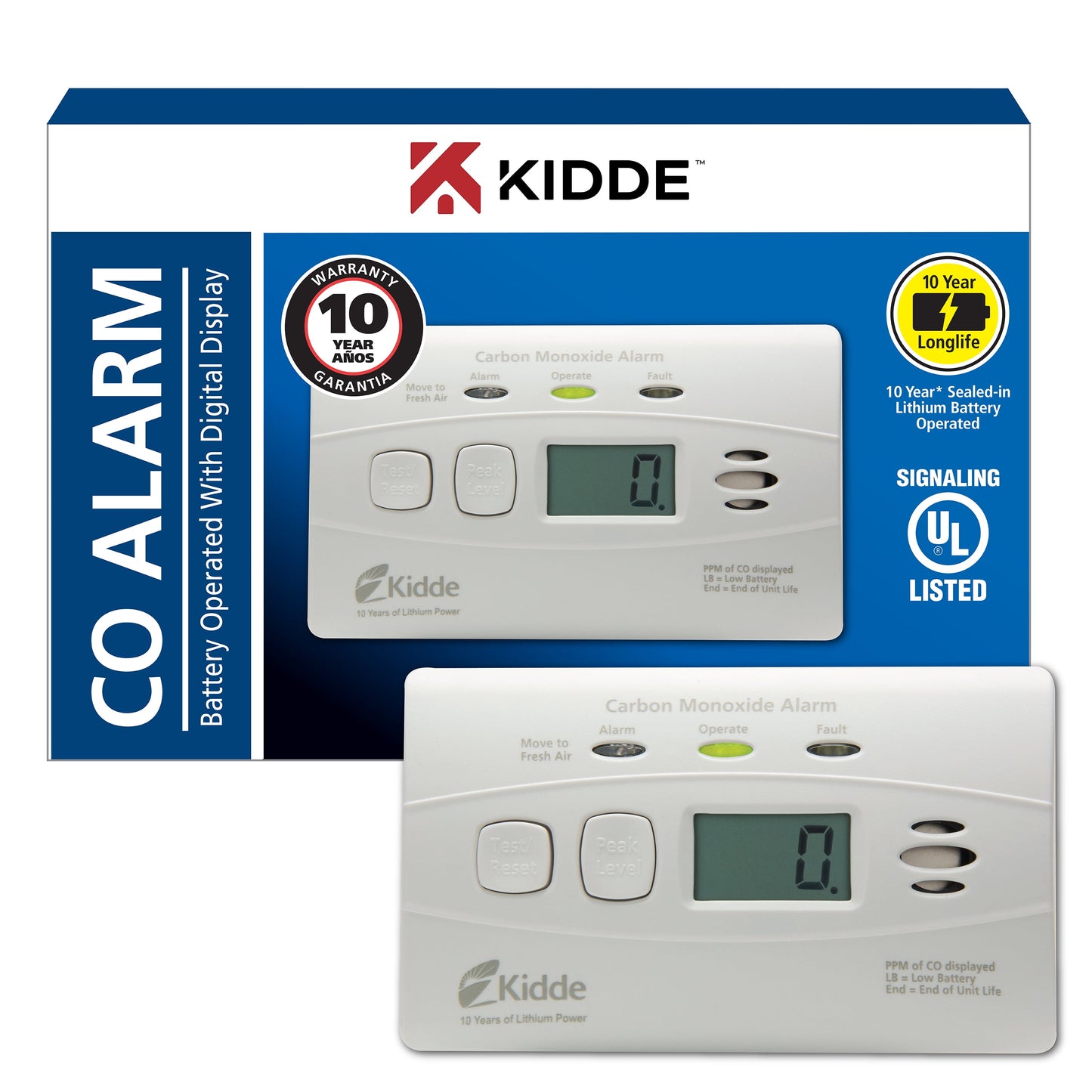 Kidde C3010D Carbon Monoxide Detector with Digital Display and 10-Year Worry-Free Lithium Battery, KIDDE