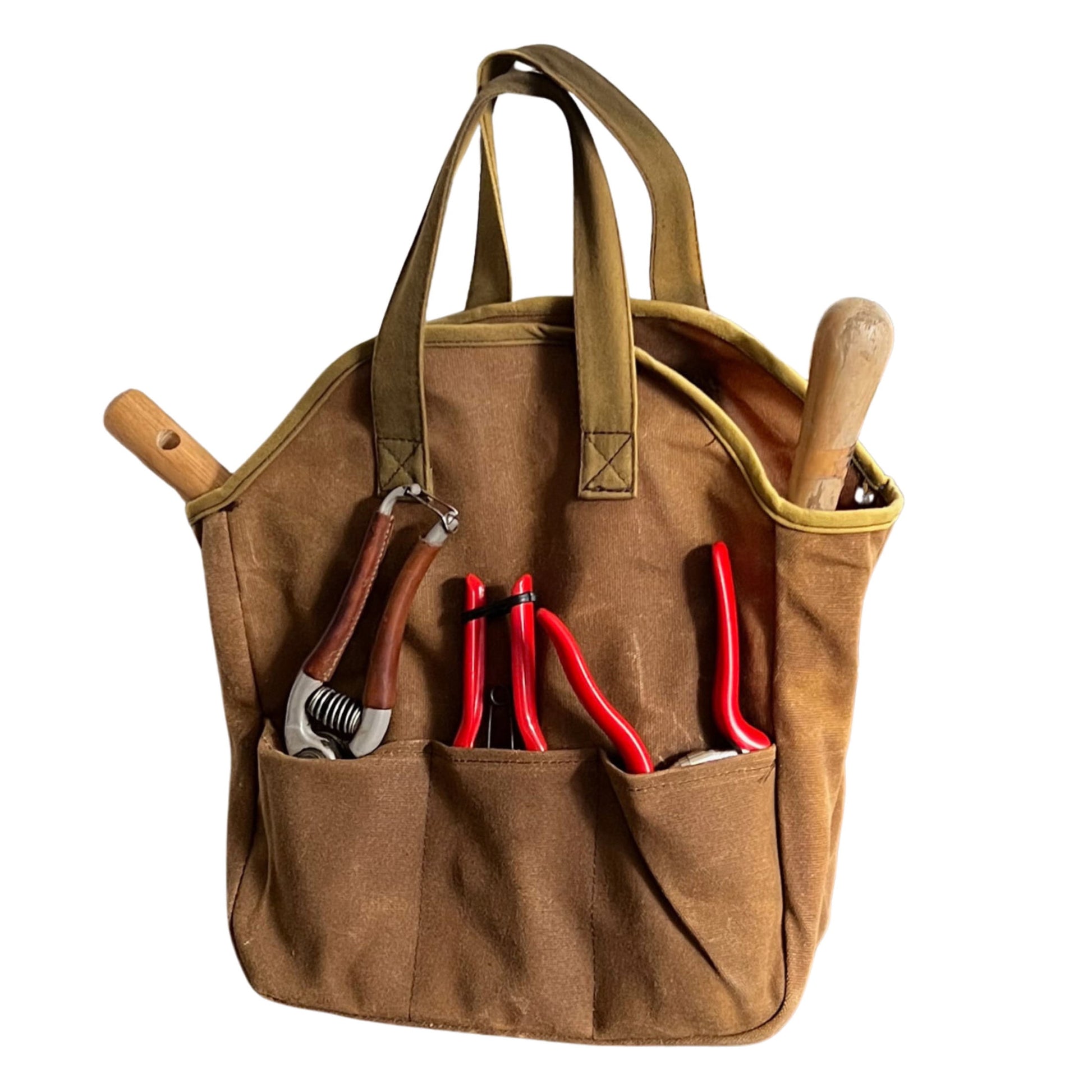 Kings County Tools Garden Tool Bag - 12x14â€ Waxed Canvas Tote Bag Gardening Caddy with Pockets