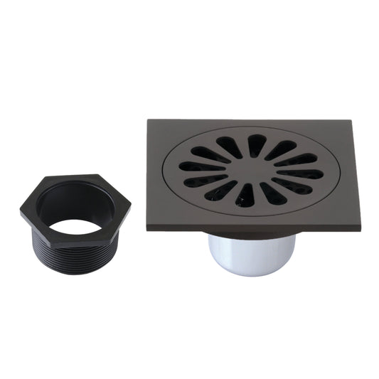 Kingston Brass BSF4161ORB Watercourse Sunburst 4-Inch Brass Square Grid Shower Drain with Hair Strainer in Oil Rubbed Bronze
