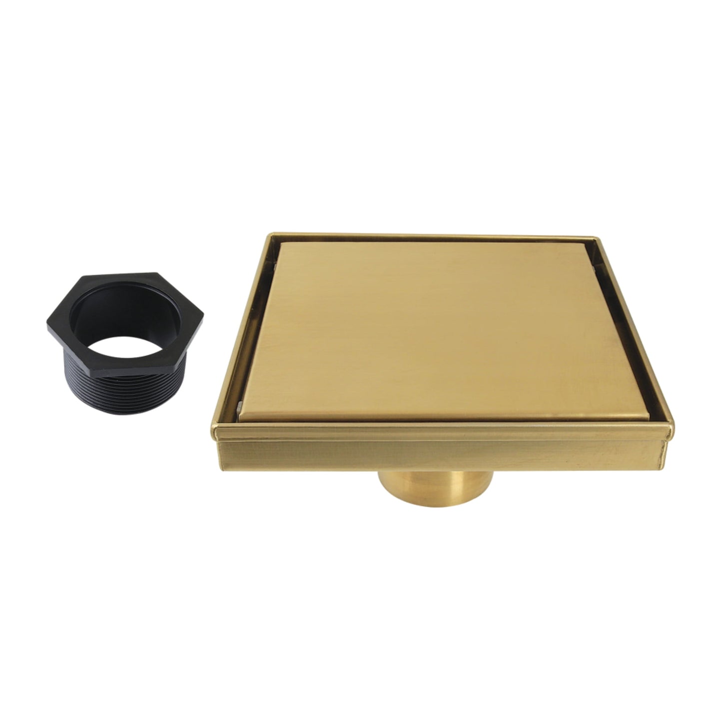 Kingston Brass BSF6627 Watercourse 6-Inch Stainless Steel Square Shower Drain with Hair Catcher in Brushed Brass