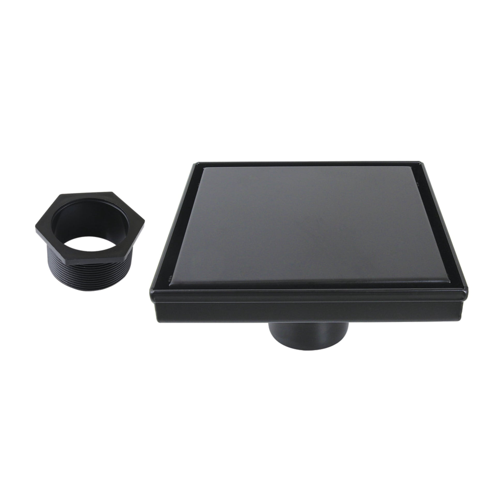 Kingston Brass BSF6620 Watercourse 6-Inch Stainless Steel Square Shower Drain with Hair Catcher in Matte Black
