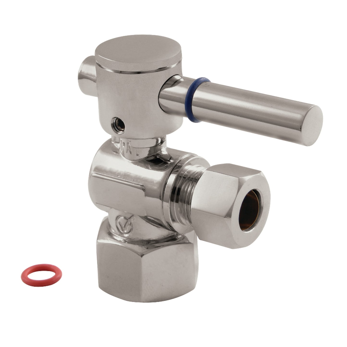 Kingston Brass CC43108DL 1/2-Inch FIP x 3/8-Inch O.D. Comp Quarter-Turn Angle Shut-Off Valve in Brushed Nickel