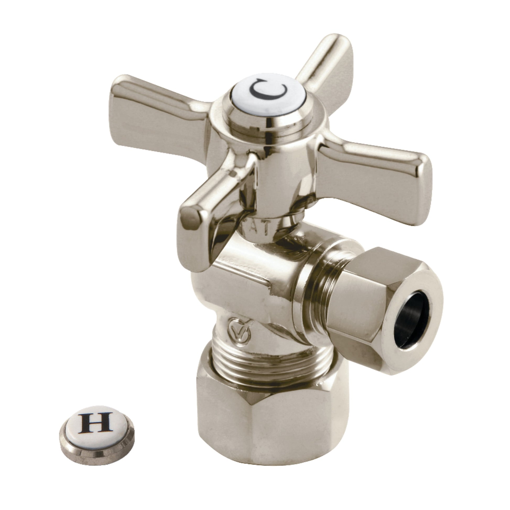 Kingston Brass CC53305ZX 5/8-Inch O.D. Comp x 3/8-Inch O.D. Comp Quarter-Turn Angle Shut-Off Valve in Oil Rubbed Bronze