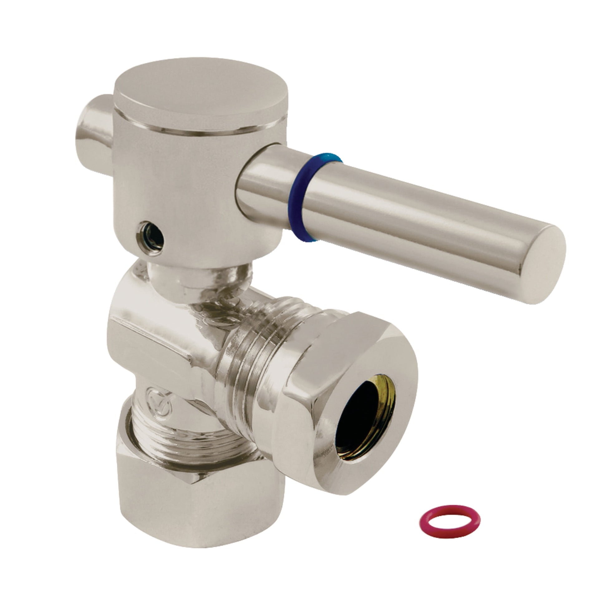 Kingston Brass CC54308DL 5/8-Inch O.D. Comp x 1/2-Inch or 7/16-Inch Slip Joint Quarter-Turn Angle Shut-Off Valve in Brushed Nickel