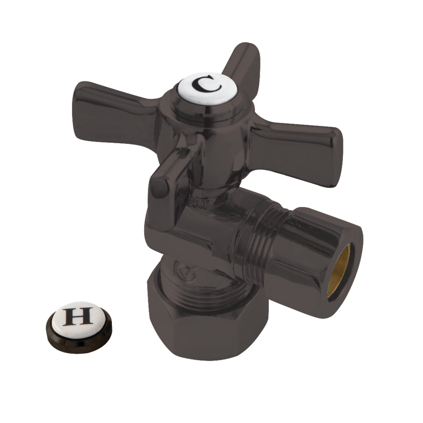 Kingston Brass CC54405ZX 5/8-Inch O.D. Comp x 1/2-Inch O.D. Comp Quarter-Turn Angle Shut-Off Valve in Oil Rubbed Bronze