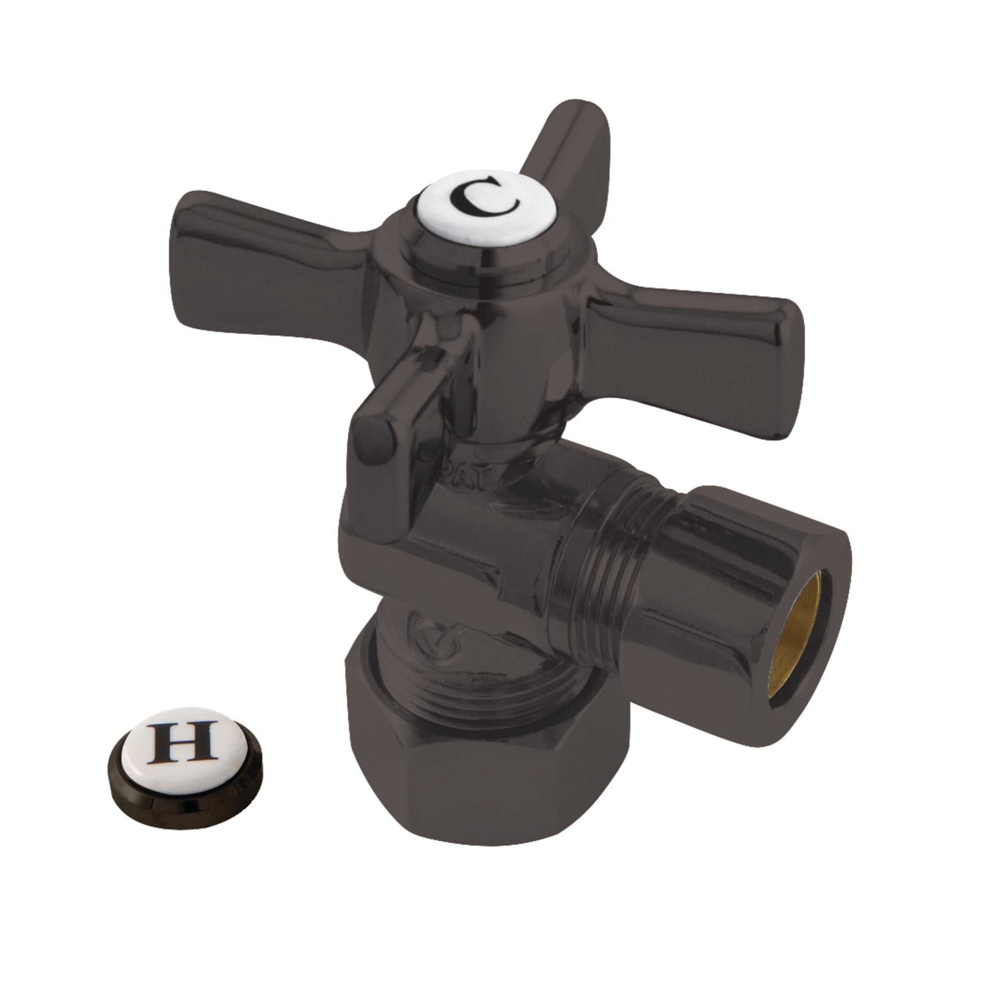 Kingston Brass CC54405ZX 5/8-Inch O.D. Comp x 1/2-Inch O.D. Comp Quarter-Turn Angle Shut-Off Valve in Oil Rubbed Bronze