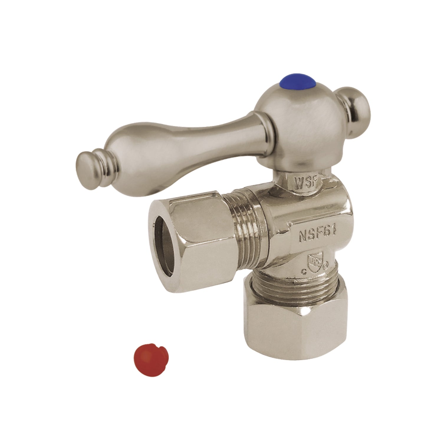Kingston Brass CC54408 5/8-Inch O.D. Comp x 1/2-Inch O.D. Comp Quarter-Turn Angle Shut-Off Valve in Brushed Nickel