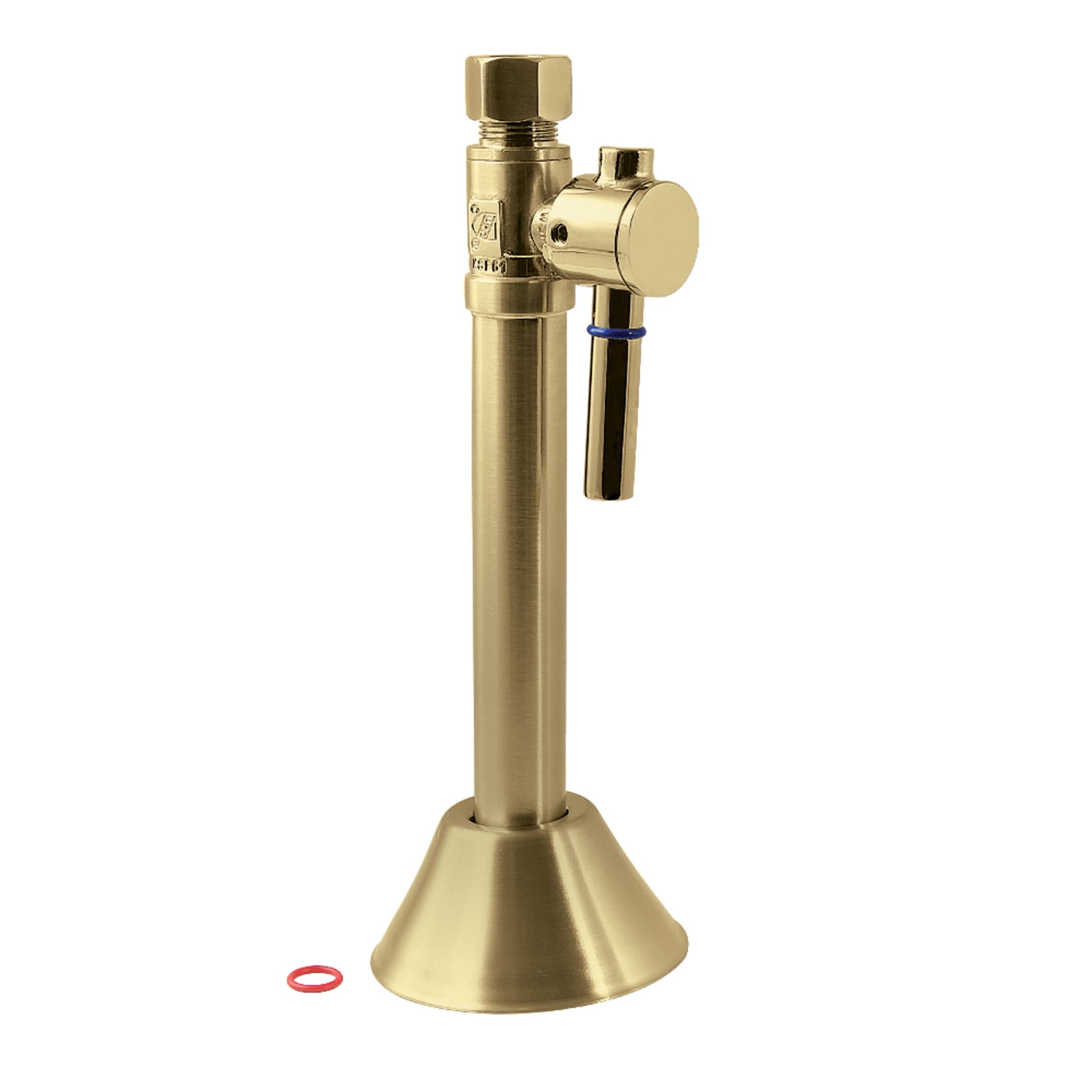 Kingston Brass CC83257DL 1/2-Inch Sweat x 3/8-Inch O.D. Comp Straight Shut-Off Valve with 5-Inch Extension in Brushed Brass