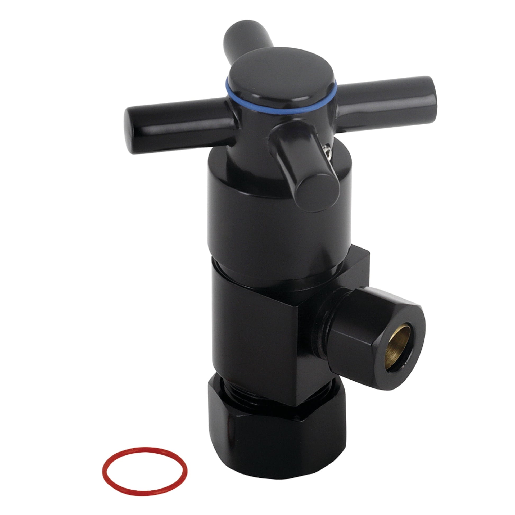 Kingston Brass CD53300DX 5/8-Inch O.D. Comp x 3/8-Inch O.D. Comp Anti-Seize Deluxe Quarter-Turn Ceramic Hardisc Cartridge Angle Stop in Matte Black