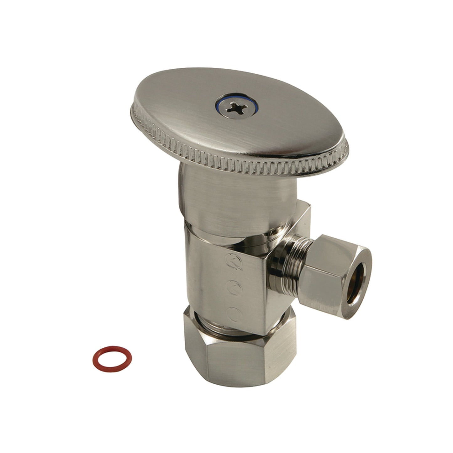 Kingston Brass CD53308VA 5/8-Inch O.D. Comp x 3/8-Inch O.D. Comp Anti-Seize Deluxe Quarter-Turn Ceramic Hardisc Cartridge Angle Stop in Brushed Nickel
