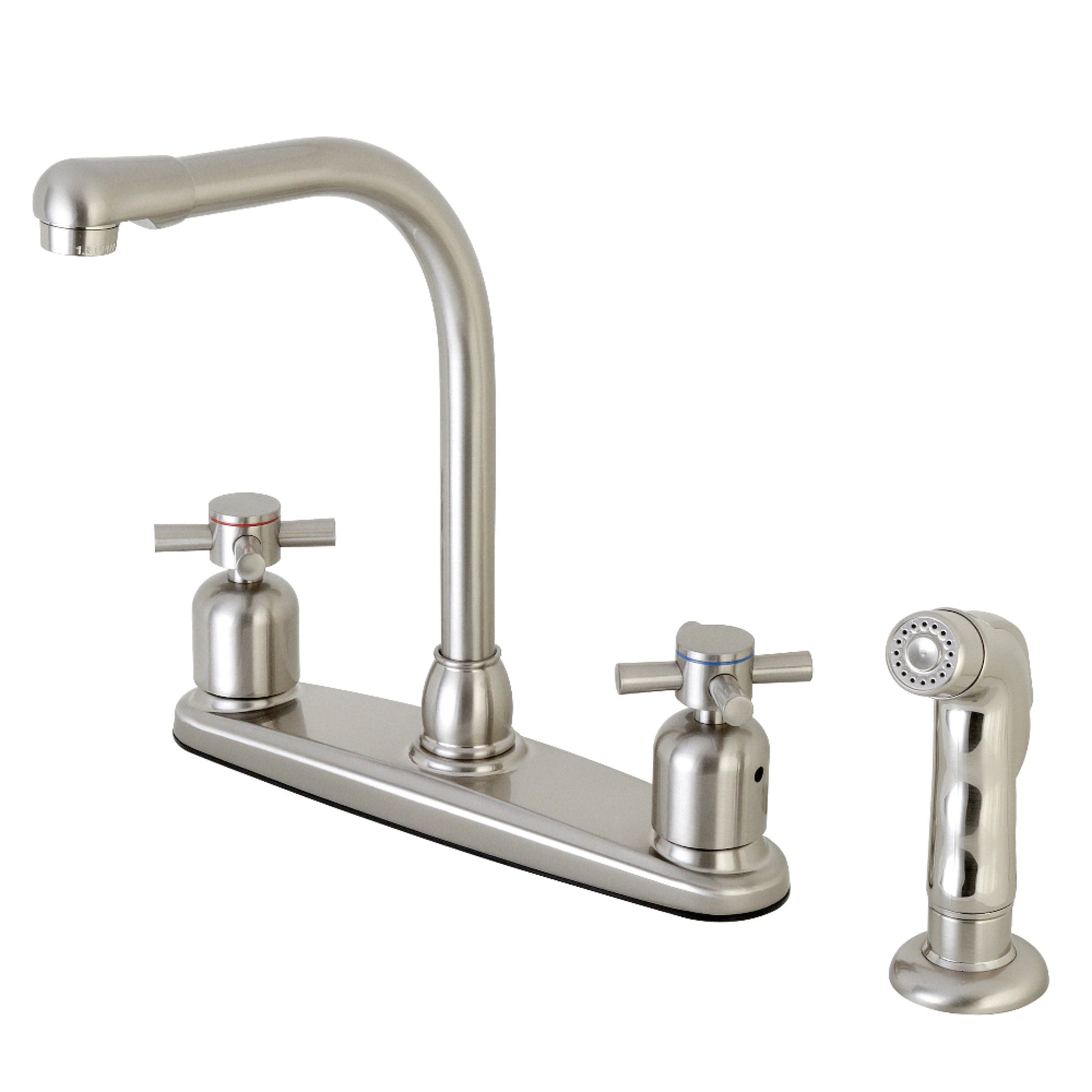 Kingston FB758DXSP Concord Two-Handle 4-Hole 8" Centerset Kitchen Faucet with Side Sprayer in Brushed Nickel