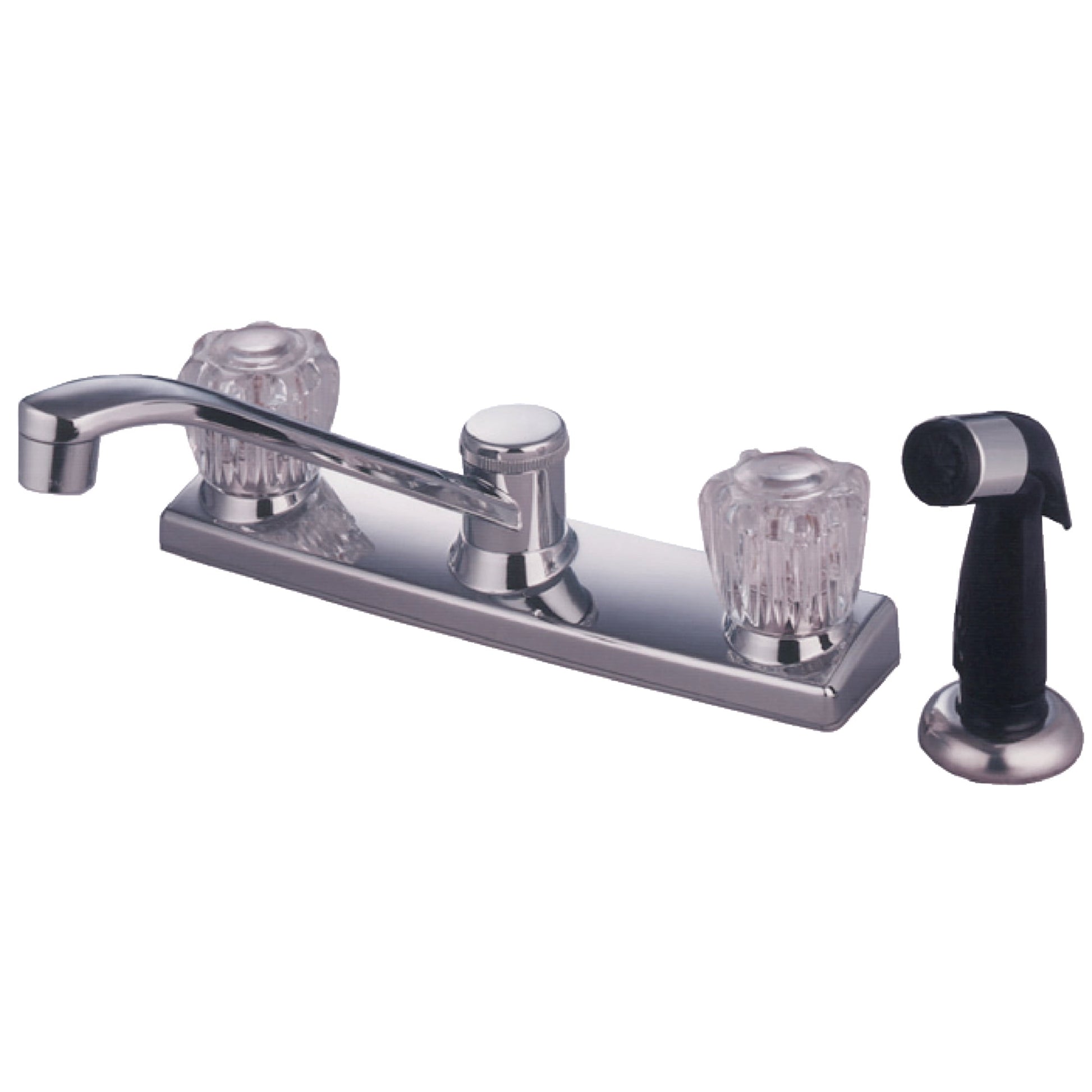 Kingston KB122 Americana Two-Handle 4-Hole 8" Centerset Kitchen Faucet with Side Sprayer in Polished Chrome