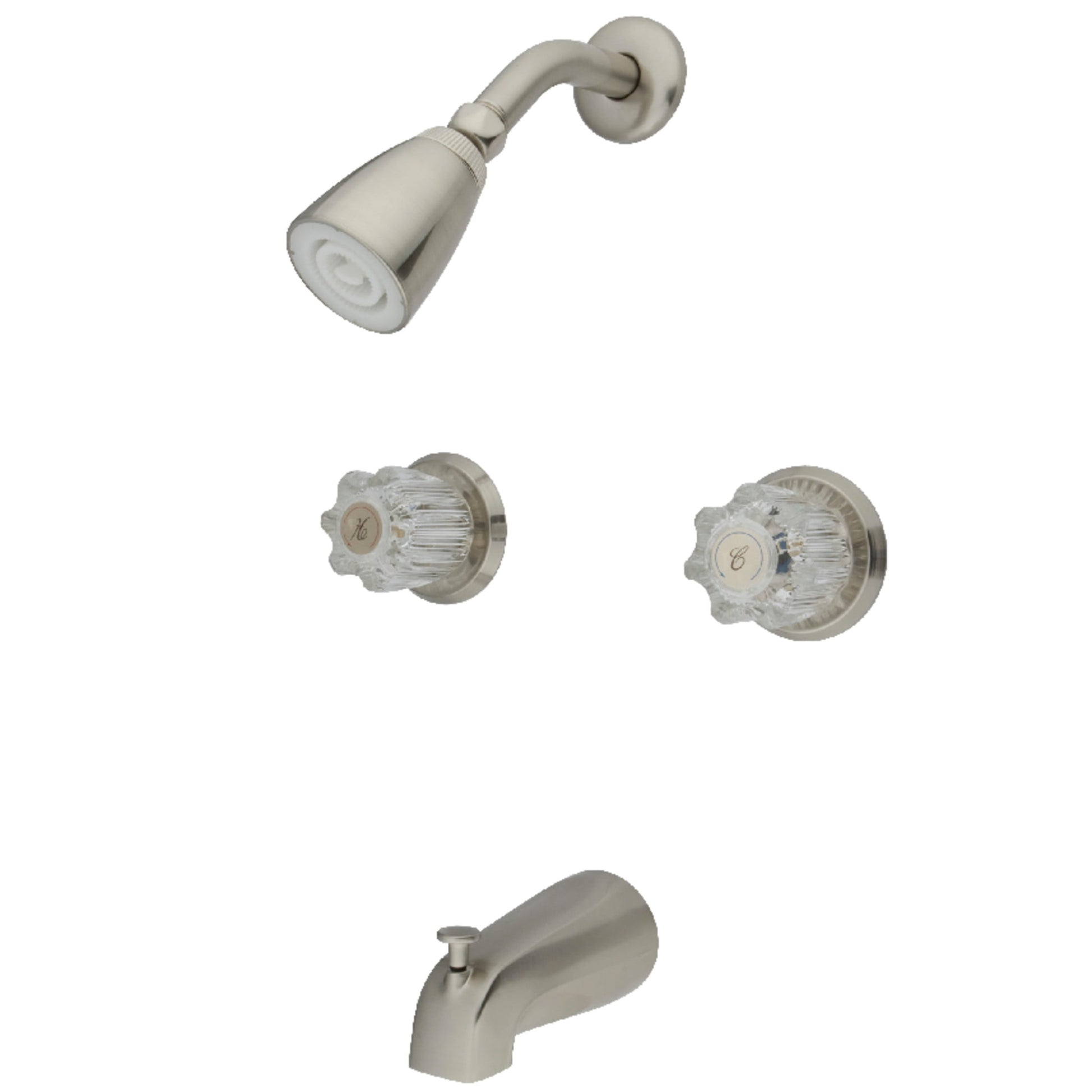 Kingston Brass KB148 Americana Double-Handle Tub and Shower Faucet in Brushed Nickel