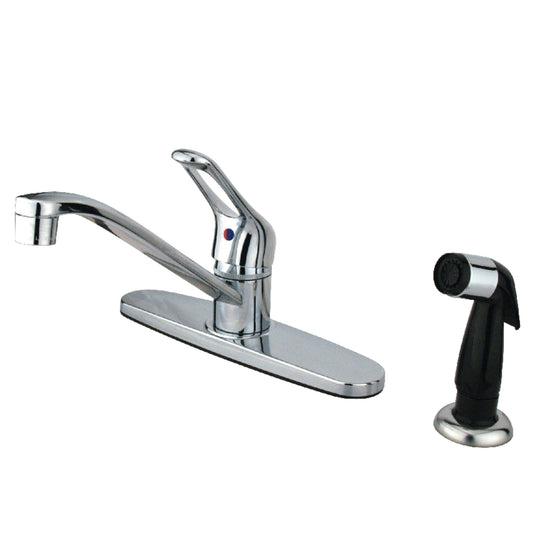 Kingston KB562 Wyndham One-Handle 4-Hole 8" Centerset Kitchen Faucet with Side Sprayer in Polished Chrome