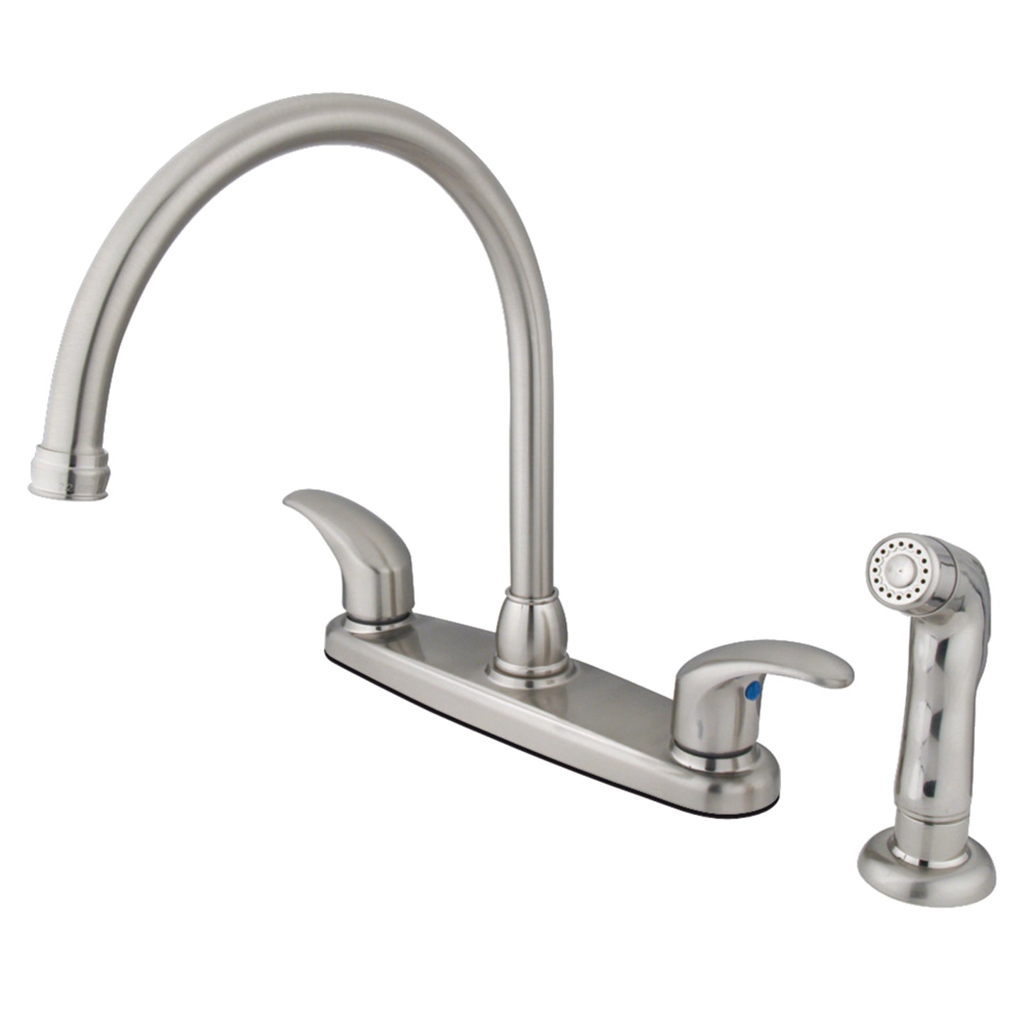 Kingston KB6798LLSP Legacy Two-Handle 4-Hole 8" Centerset Kitchen Faucet with Side Sprayer in Brushed Nickel