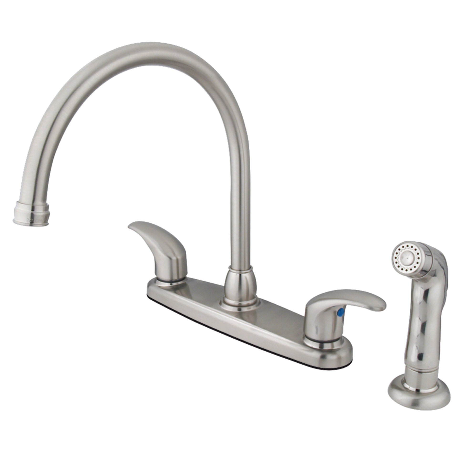 Kingston KB6798LLSP Legacy Two-Handle 4-Hole 8" Centerset Kitchen Faucet with Side Sprayer in Brushed Nickel